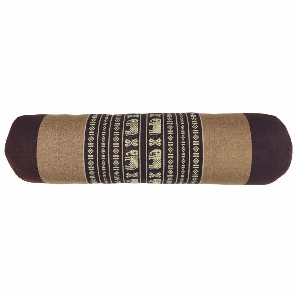 Thai cushion roll 50cm as leg rest arm rest made of Thai kapok Beige-Brown