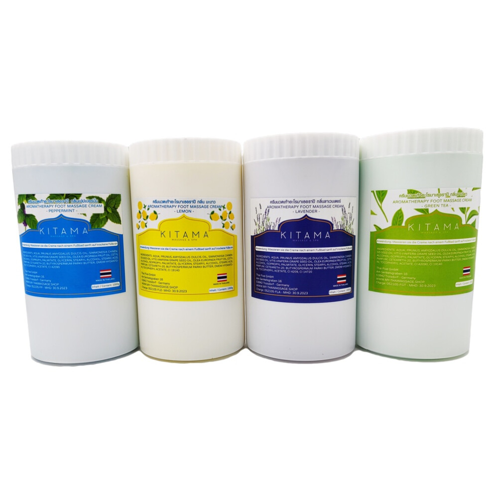 Set Massage Creme Green Tea, Lavender, Lemon & Peppermint for body & feet