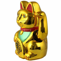 Winke-Katze Glücks-Katze 15cm hoch Gold