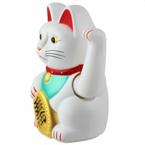 Waving Lucky Cat 15cm high White